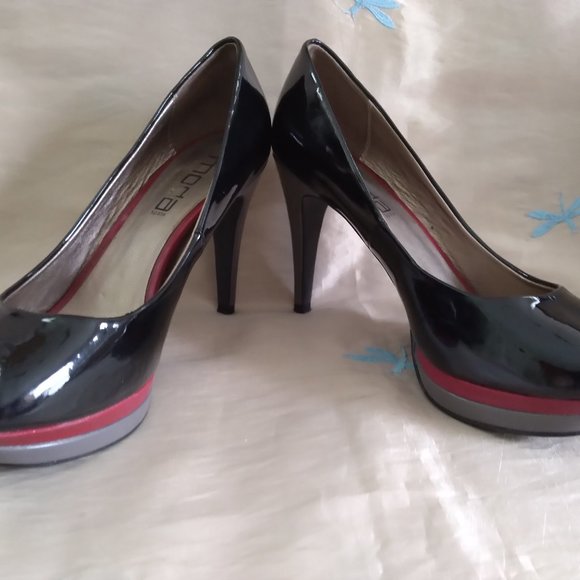 MODA SPANA women Shoes faux Patent Leather Black/Red/Gray Size8.5M Platform Heel - Picture 8 of 8